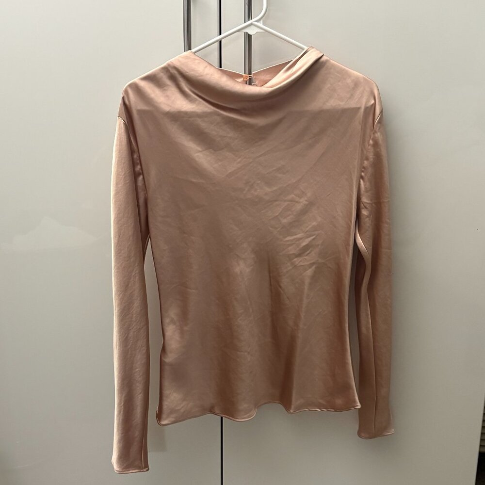 Mango MNG Women's Draped Neck Satin Blouse Size 4